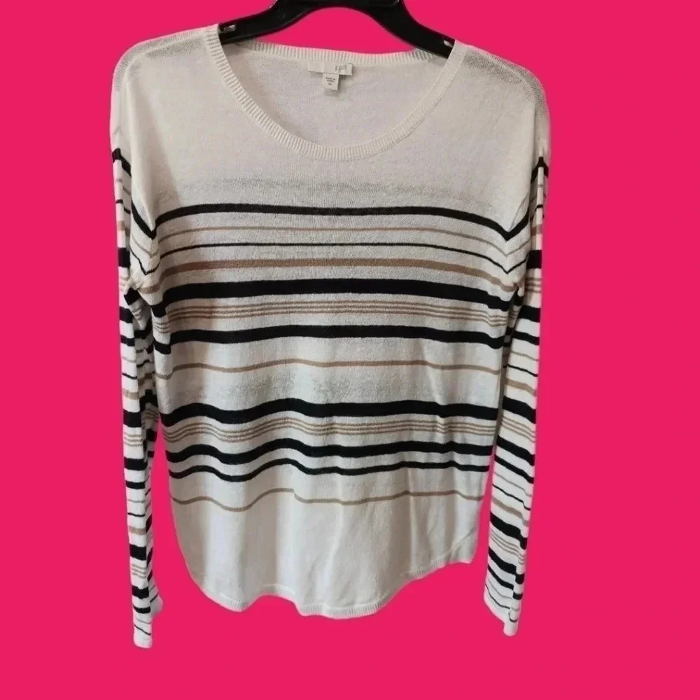 J.jill striped linen blend light knit sweater size XS